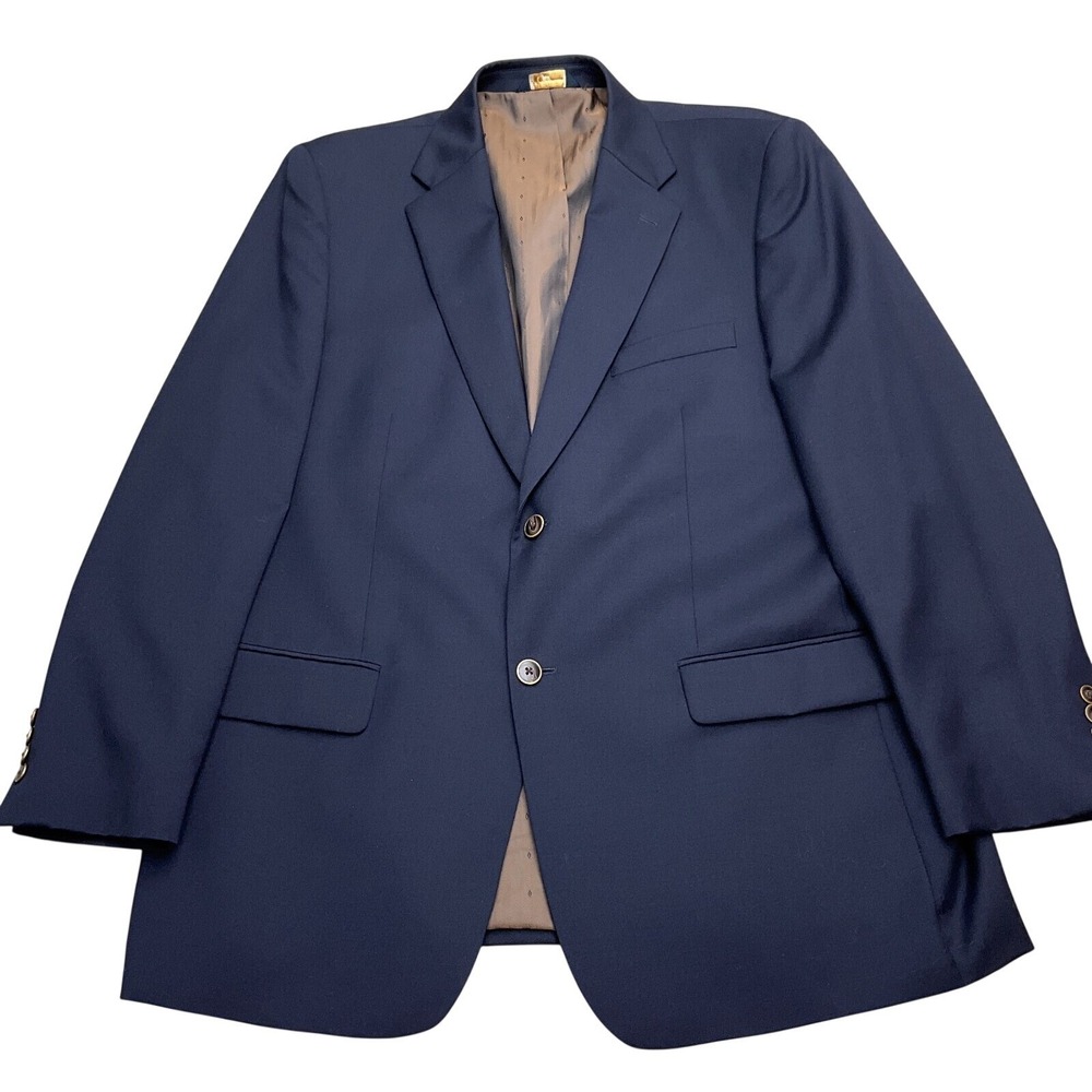Joseph & Feiss Gold Blazer Men 44R Blue Vented Classic Career Executive Jacket